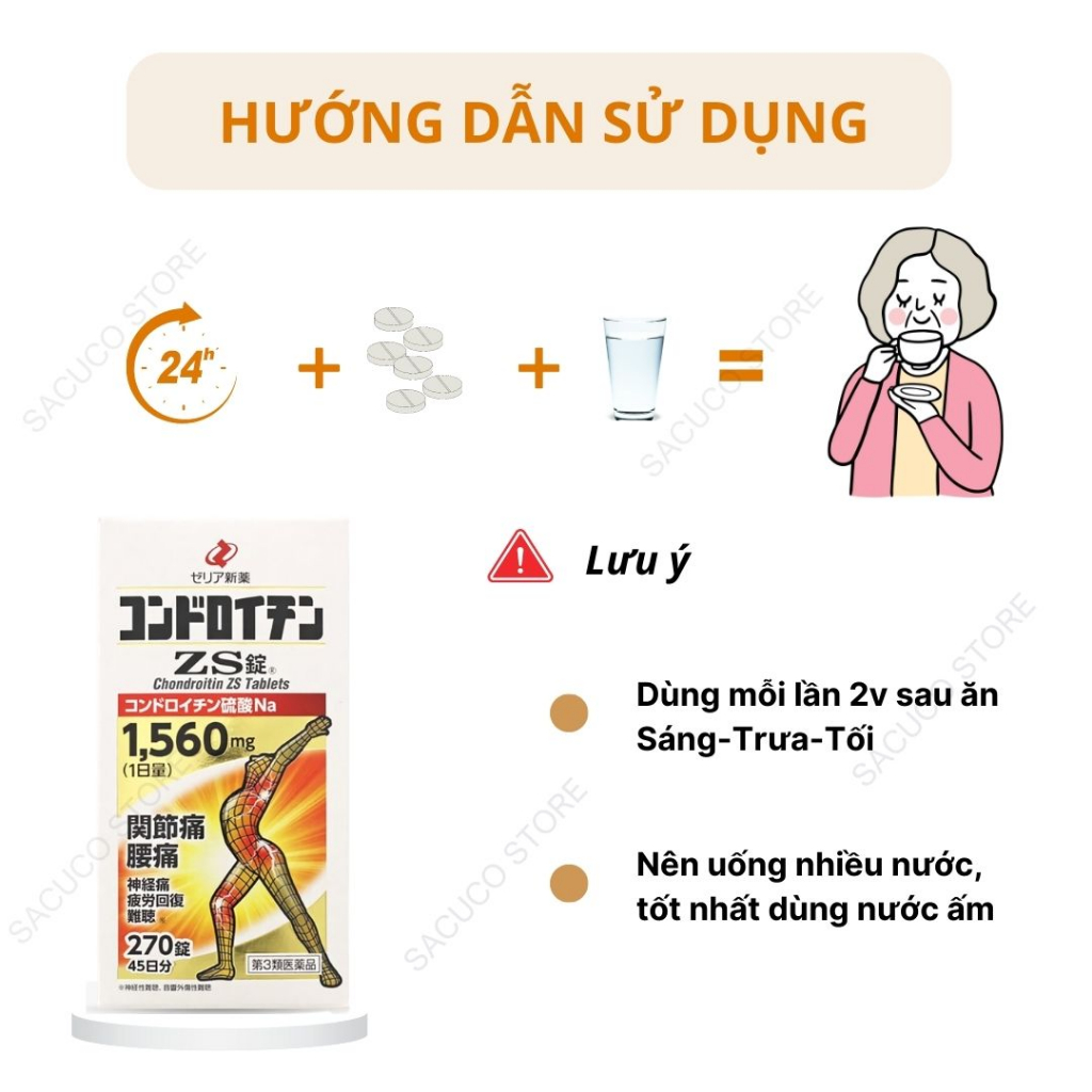 Combo Viên uống hỗ trợ xương khớp nhện Zs Chondroitin Nhật Bản 270 Viên