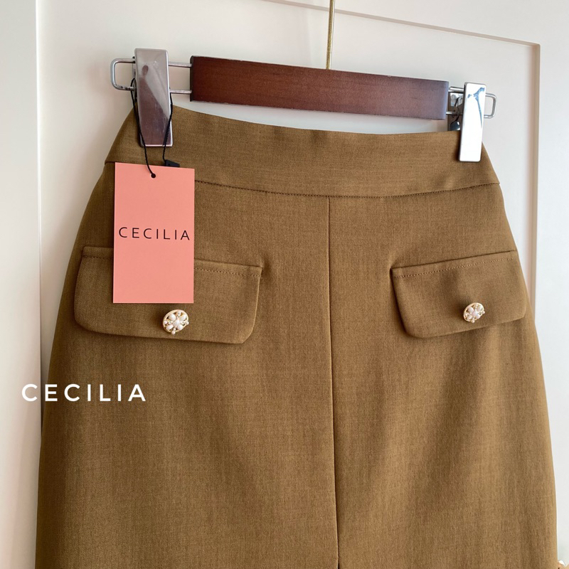 Chân váy bút chì midi JULIAN Set By CECILIA khuy đá - dài váy 70cm ngang bắp chân màu đen, nâu, trắng kem