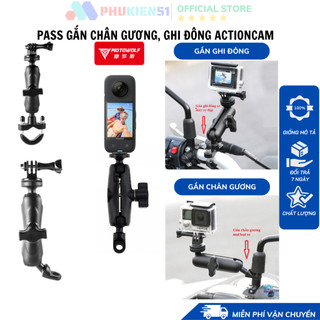 Pát gắn Camera GoPro , Insta360 cam hành trình vào ghi đông, chân gương - kim loại chắc chắn- MOTOWOLF