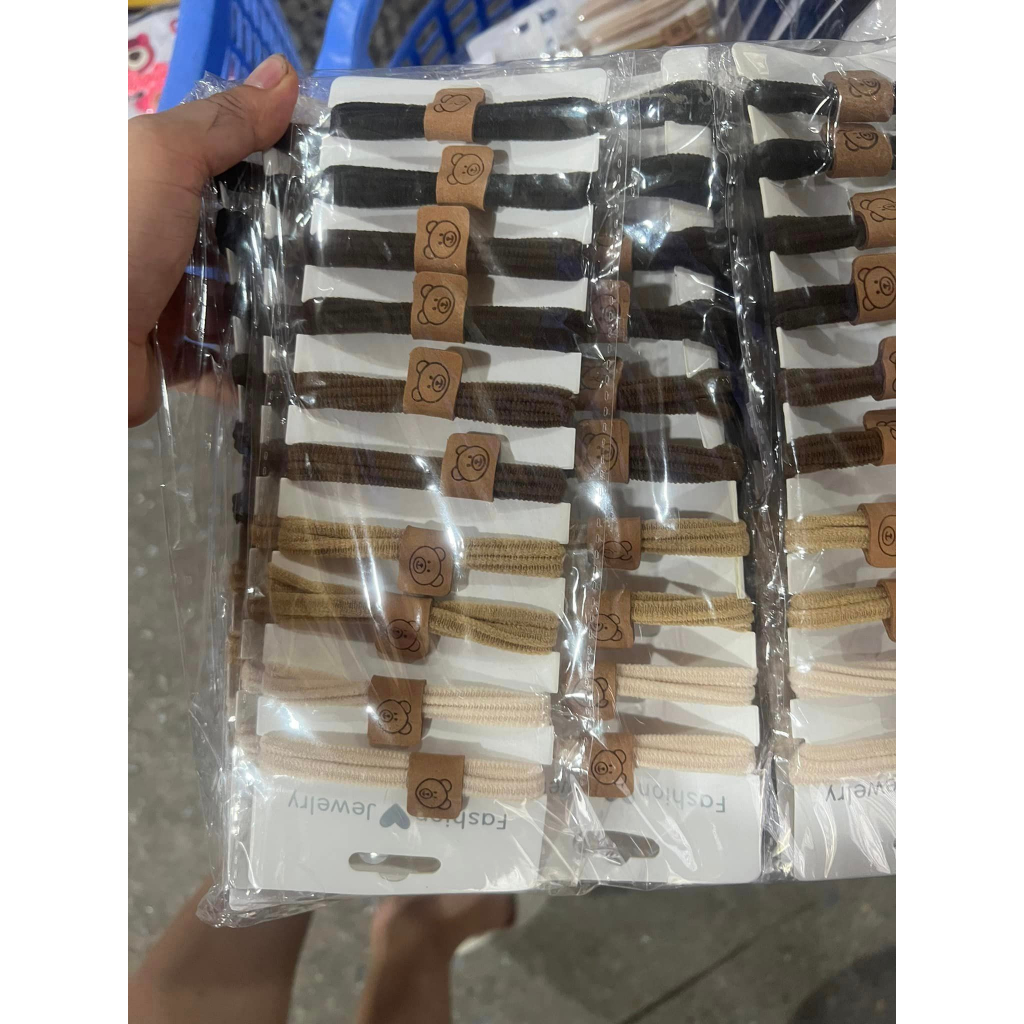 SET 10 DÂY CHUN BUỘC TÓC MẶT GẤU TONE MÀU TRÀ SỮA SIÊU XINH CHO NỮ