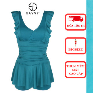 Váy Bơi BIKINI SAVVY SV1MBT Áo Tắm Biển Nữ Kín Đáo Đẹp Viền Bèo Thun Lạnh Cao Cấp