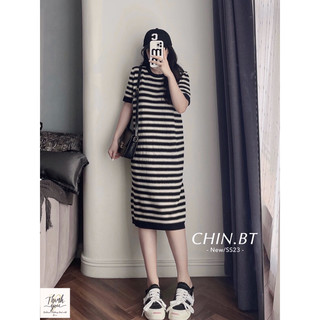 (BT) Váy len kẻ cổ tròn basic hàng tqxk