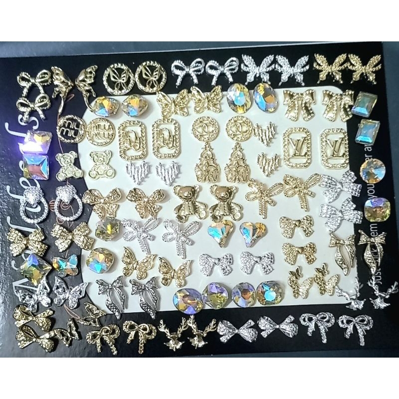 thanh lý set charm nail 100 viên mix đá khối 1k 1 viên