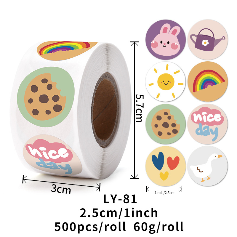 Cuộn 500 Sticker Thank You Nice Day Hình Dán Dễ Thương Trang Trí Sách Vở Gói Hàng Midi Corner