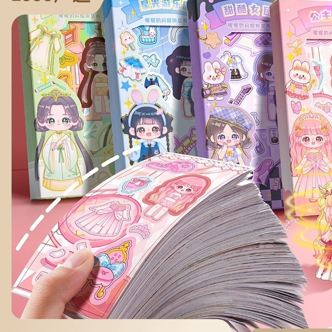 Hộp Sticker Hình Dán 50 Tờ Bộ Đồ Công Chúa Thời Trang Sáng Tạo