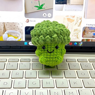Móc khoá súp lơ bằng len 🥦