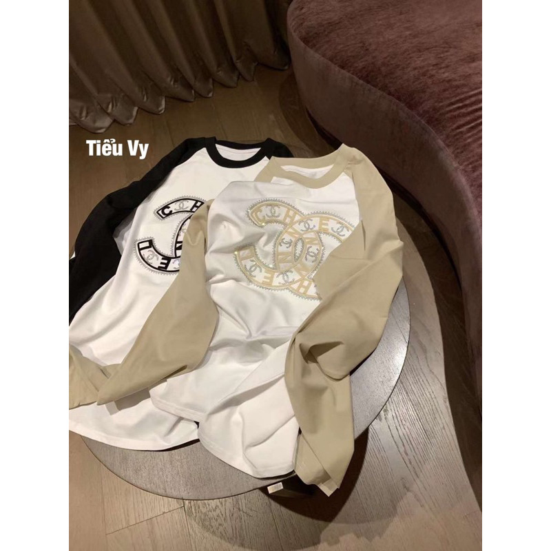 Áo thun dài tay logo chữ X đính đá hàng QCL1