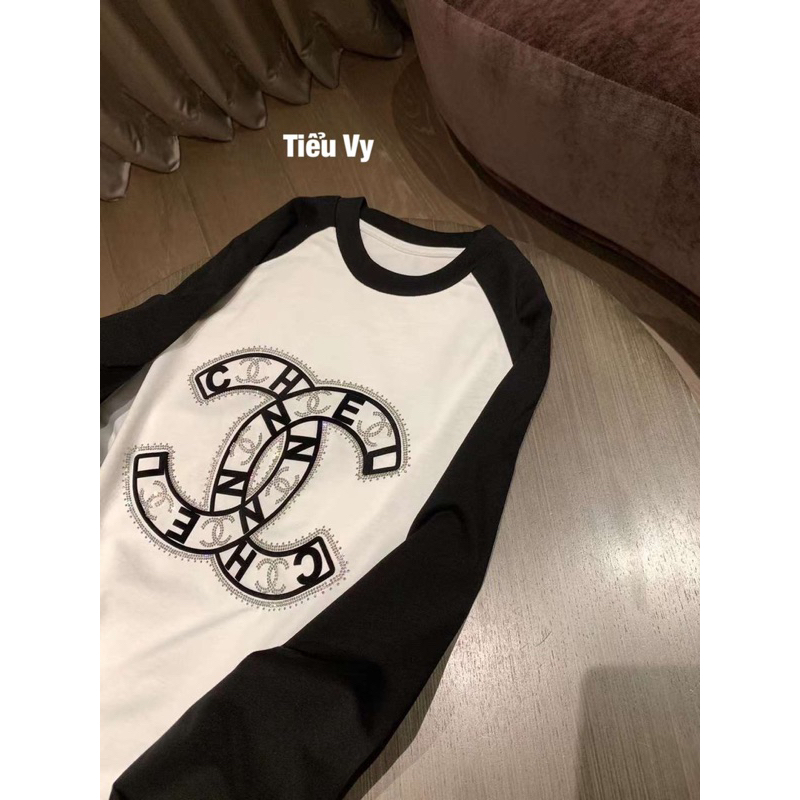 Áo thun dài tay logo chữ X đính đá hàng QCL1