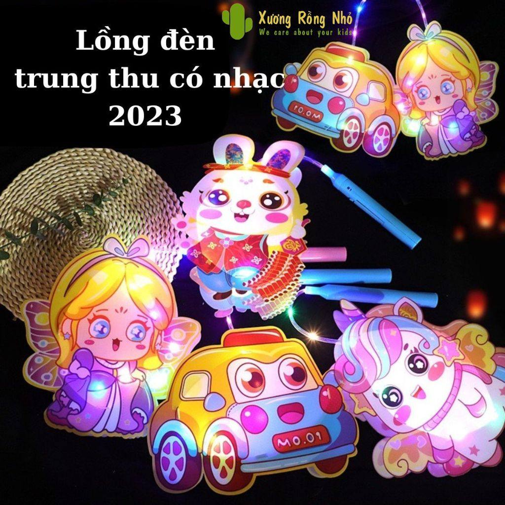 Đèn trung thu có nhạc và đèn cho bé - Đèn lồng hình thú dễ thương, dùng pin AA tiện lợi