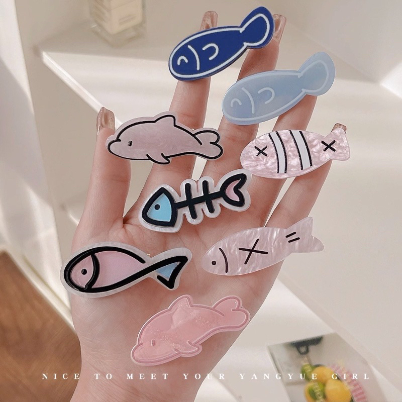 Kẹp tóc mỏ vịt hình cá nhỏ xinh xắn nhiều màu phong cách hàn quốc