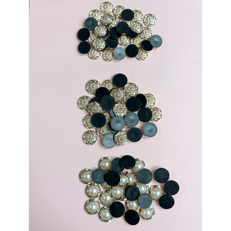 Sét 10 nút ngọc dán nhựa xi vàng