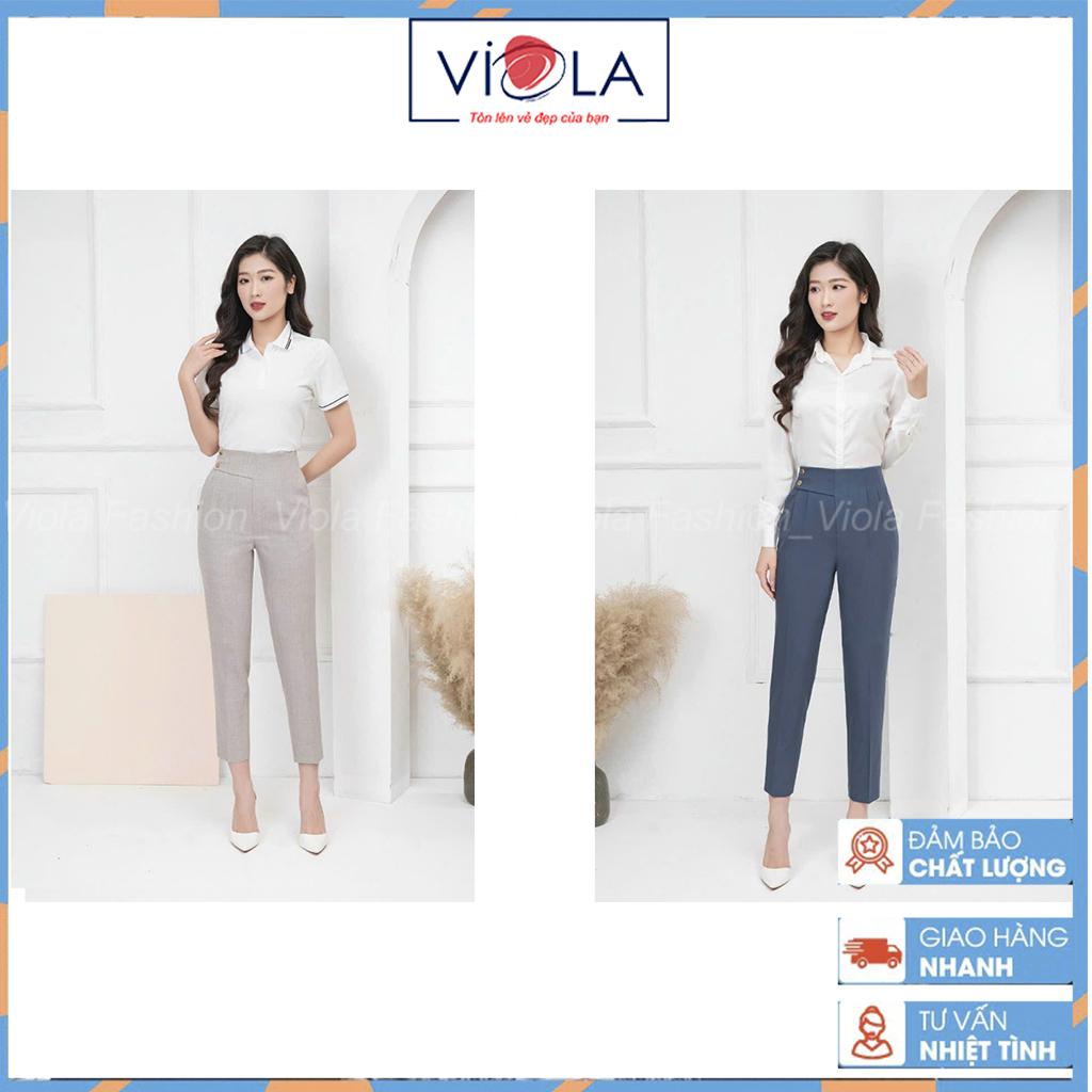 Quần tây baggy nữ lưng cao Viola cạp liền 2 cúc trẻ trung, năng động, chất liệu mát mịn, thiết kế chỉn chu - Q1658