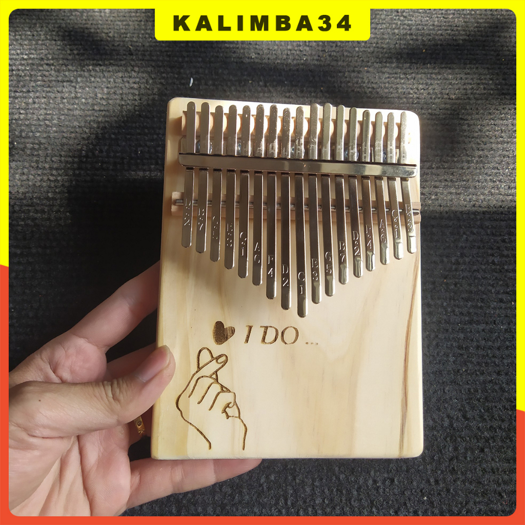 Đàn kalimba giá rẻ 17 phím KL34 khắc hình dễ thương tặng kèm búa chỉnh âm