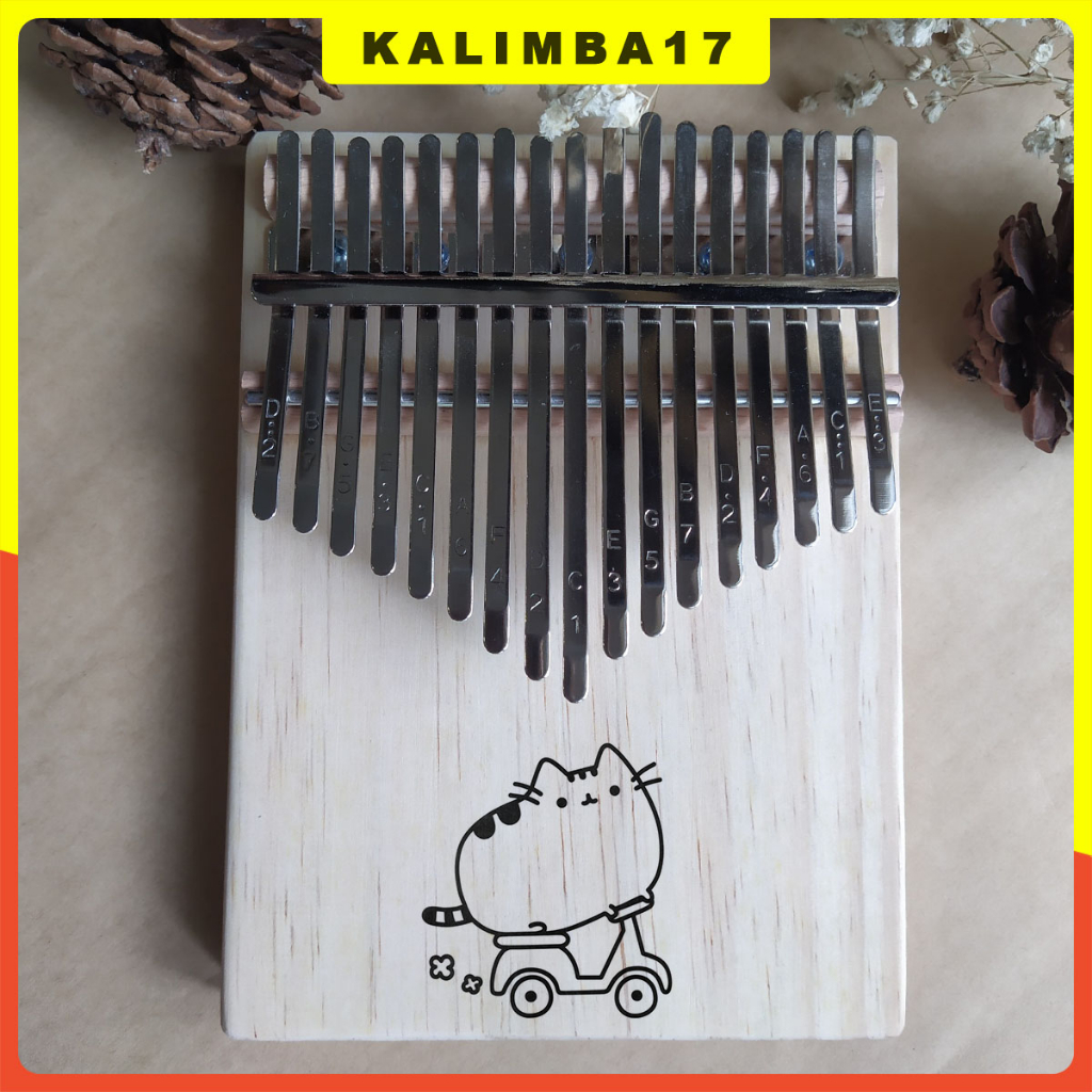 Đàn kalimba giá rẻ 17 phím KL34 khắc hình dễ thương tặng kèm búa chỉnh âm