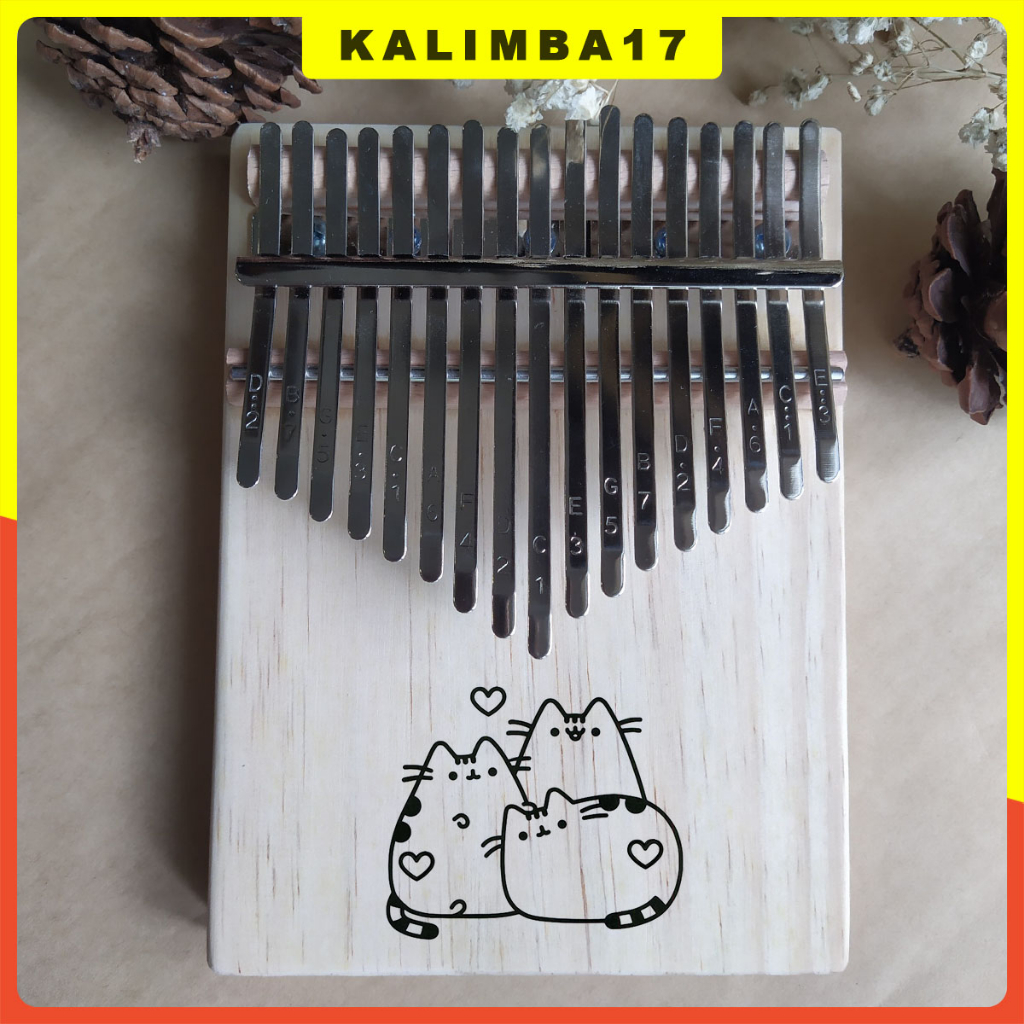Đàn kalimba giá rẻ 17 phím KL34 khắc hình dễ thương tặng kèm búa chỉnh âm