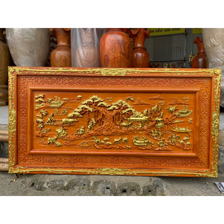 Tranh đồng quê kt 67x127x4 gỗ hương và 79x155x4