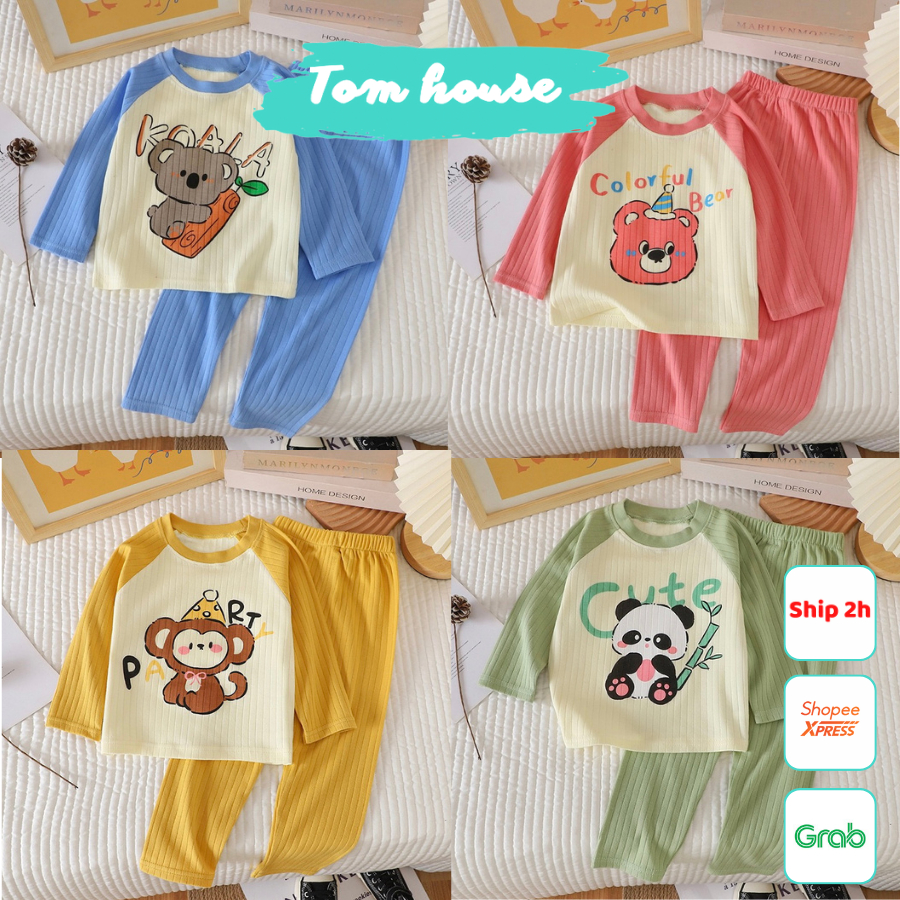Bộ quần áo thu đông dài tay cho bé trai bé gái 8-23kg họa tiết đáng yêu 𝟏𝟔𝐁𝐃𝐓