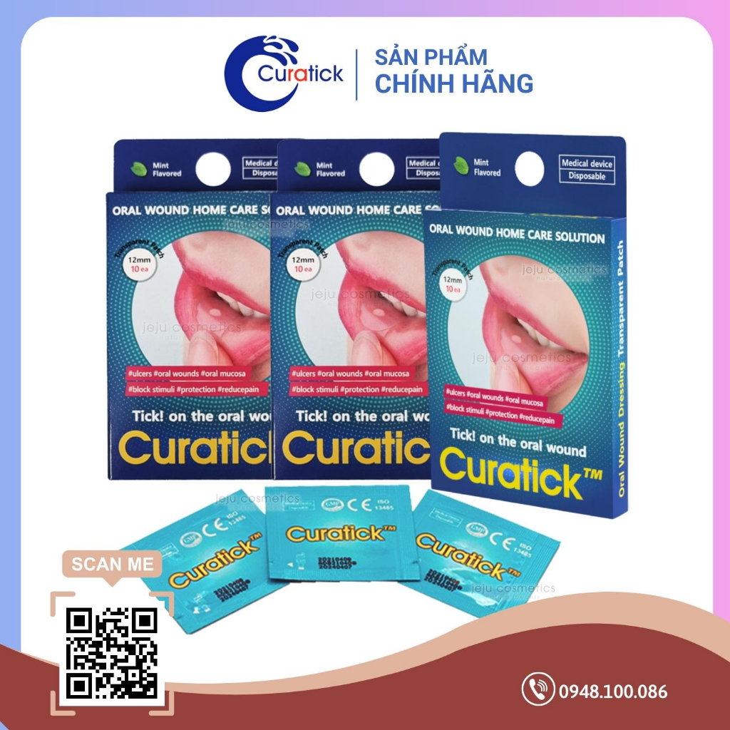 Miếng dán nhiệt miệng, lở miệng Curatick