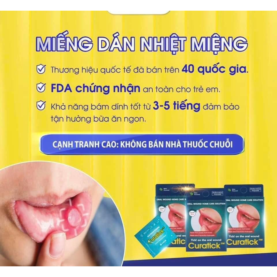 Miếng dán nhiệt miệng, lở miệng Curatick