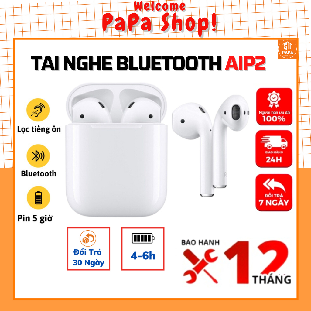 Tai nghe không dây Bluetooth AIP2 Full tính năng Pin trâu 4-6h, Định Vị, thay tên mọi loại máy [PAPA 2]