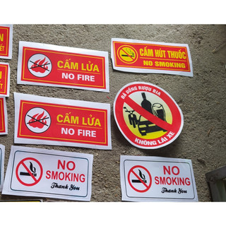 Tem decal cấm lửa (no fire), cấm hut thuốc( No smoking) sl 1 tem