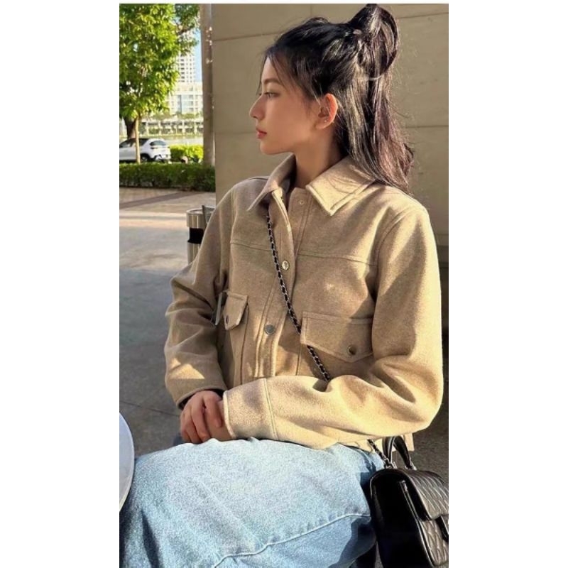 Áo khoác dạ màu be cho nữ style Hàn Quốc trẻ trung sang chảnh - Có buôn sỉ-SP 4589