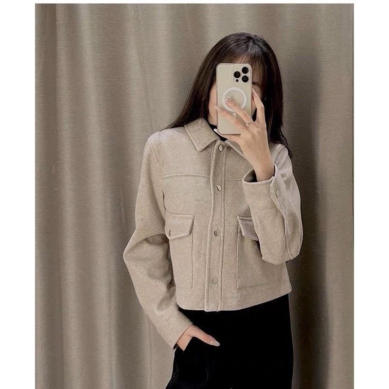 Áo khoác dạ màu be cho nữ style Hàn Quốc trẻ trung sang chảnh - Có buôn sỉ-SP 4589