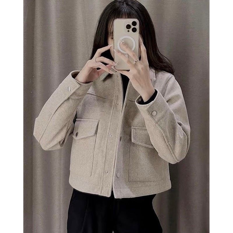 Áo khoác dạ màu be cho nữ style Hàn Quốc trẻ trung sang chảnh - Có buôn sỉ-SP 4589