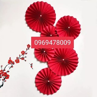 Sét 6 quạt giấy trang trí tiệc, sinh nhật , tết ,trang trí tháp bánh bia