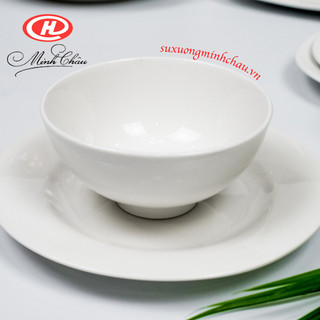 Bộ 6 bát cơm sứ minh châu trắng trơn 11cm - sứ minh châu - c06