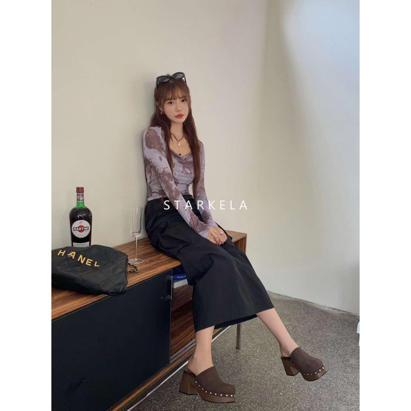 Sục cao gót viền đinh 7p- Hàng QC fullbox- Sẵn nâu, nu