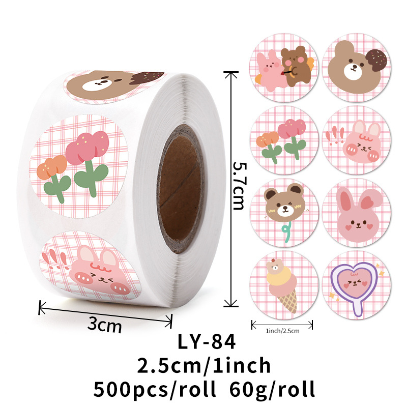 Cuộn 500 Sticker Thank You Nice Day Hình Dán Dễ Thương Trang Trí Sách Vở Gói Hàng Midi Corner