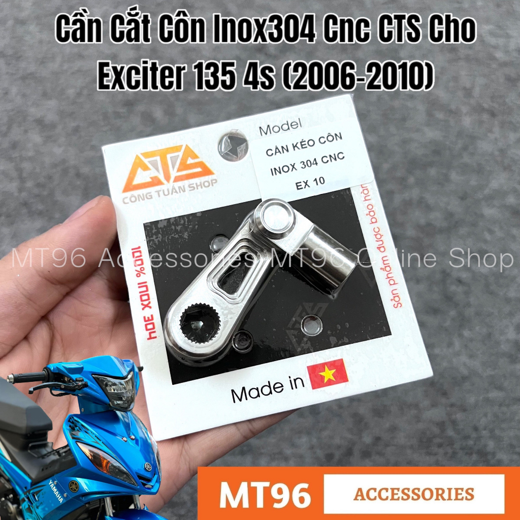 Cần Cắt Côn (Kéo Côn) Inox 304 Cnc CTS Cho Exciter 135 4s (2006-2010), Ex 2010