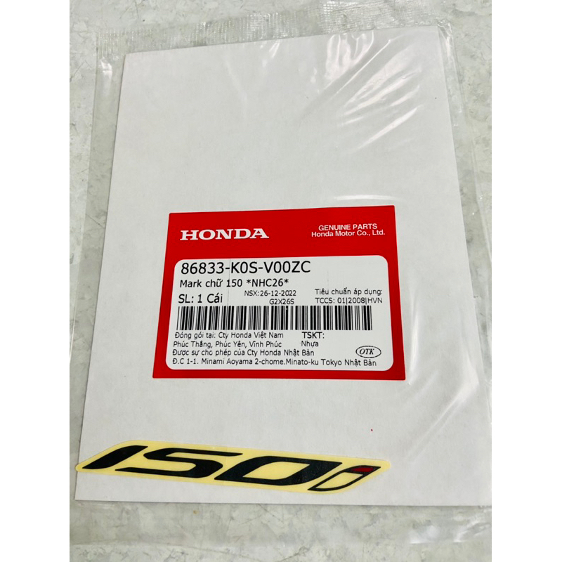 Tem số 150i 150 Honda Sh việt Nam 2017 2018 2019 2020 2021 2022