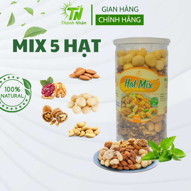 Hạt Dinh Dưỡng Mix Siêu 5 Hạt Không Bí Xanh Siêu To Khổng Lồ Hũ 500g Dành Cho Bà Bầu, Ăn Kiêng, Giảm Cân K005