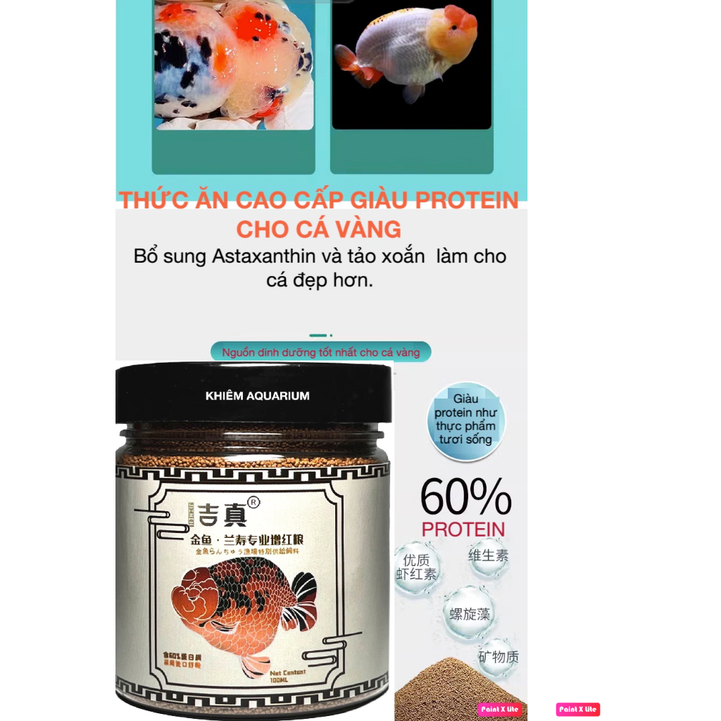 Cám JIZHEN >54% đạm giúp cá vàng tăng body, tăng màu, lên đầu phát triển hệ khung xương.