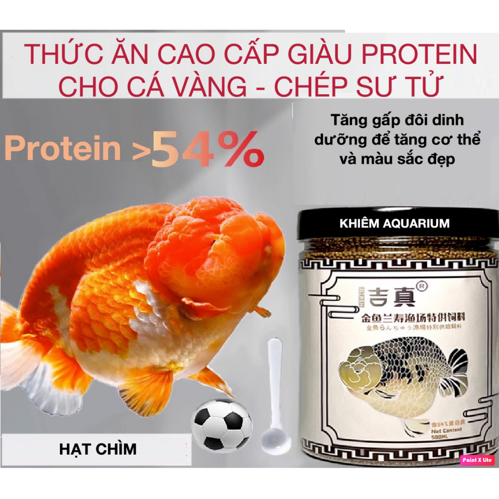Cám JIZHEN >54% đạm giúp cá vàng tăng body, tăng màu, lên đầu phát triển hệ khung xương.