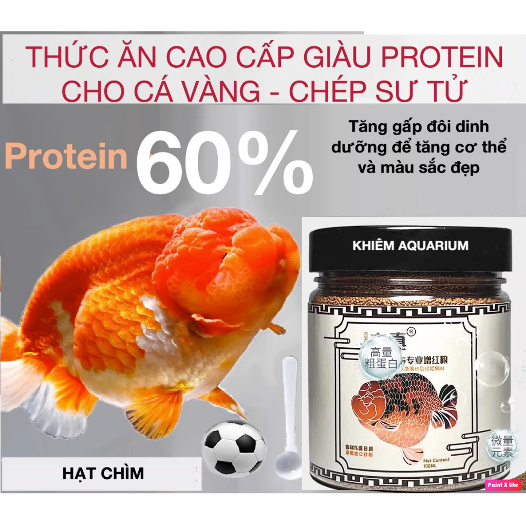 Cám JIZHEN >54% đạm giúp cá vàng tăng body, tăng màu, lên đầu phát triển hệ khung xương.