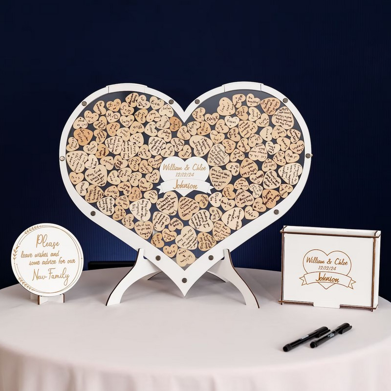 Bảng ký tên thả tim, bảng rót cát hình tròn cây tình yêu, thiết kế theo yêu cầu