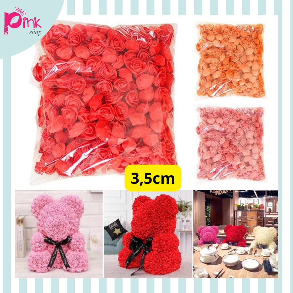 Đầu Hoa hồng Bằng Xốp PE 3.5cm Trang Trí Hộp Hoa Kẹo Hoa Gấu Vòng Kỷ yếu đội đầu - Phụ kiện hoa Pinkshop-PK2066