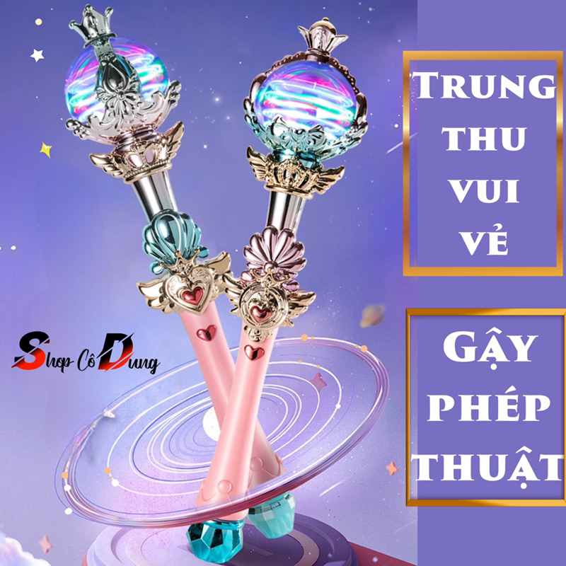 Gậy phép thuật, cây phép thuật 8879 ngôi sao xoay được chạy pin, đồ chơi cho bé
