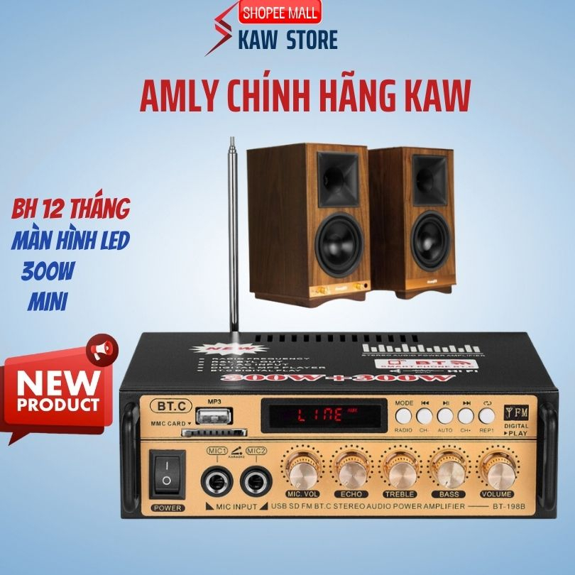 Amly Mini Bluetooth + Ghi âm BT198B-B,aamly cho gia đình, bảo hành chính hãng