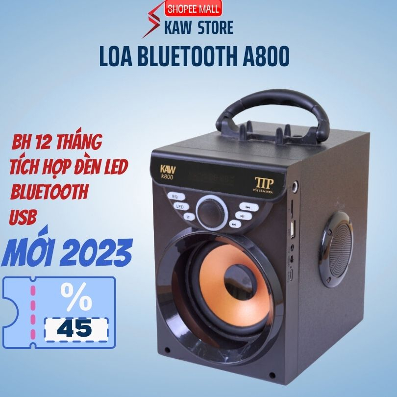 Loa bluetooth mini A800 pin trâu bass mạnh đèn led nhấp nháy hỗ trợ cắm thẻ nhớ, USB - Bảo Hành 12 Tháng