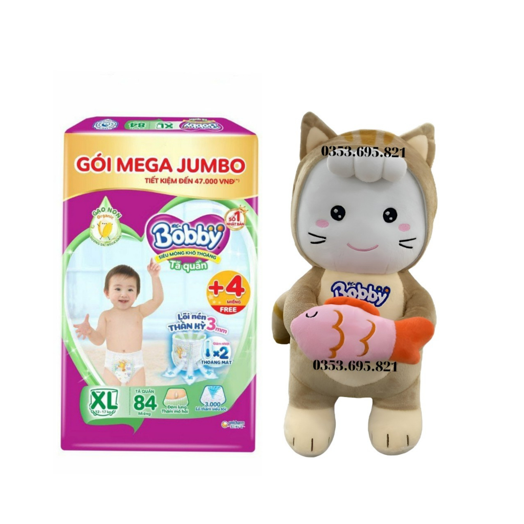 Tã quần Bobby Mega Jumbo : M112-L96-XL84-XXL76