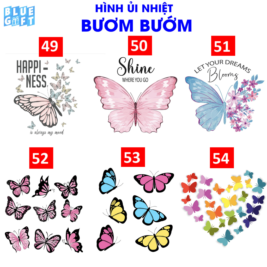 (Hình Ủi Nhiệt Quần Áo - Miếng Dán Ủi Quần Áo) Có In Theo Yêu Cầu, Hình Ủi Bướm 9