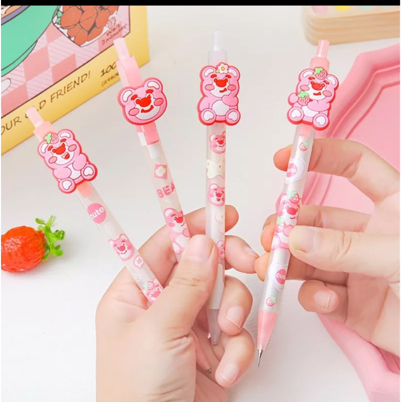 Tách set 1 chiếc bút chì gấu dâu màu Hồng