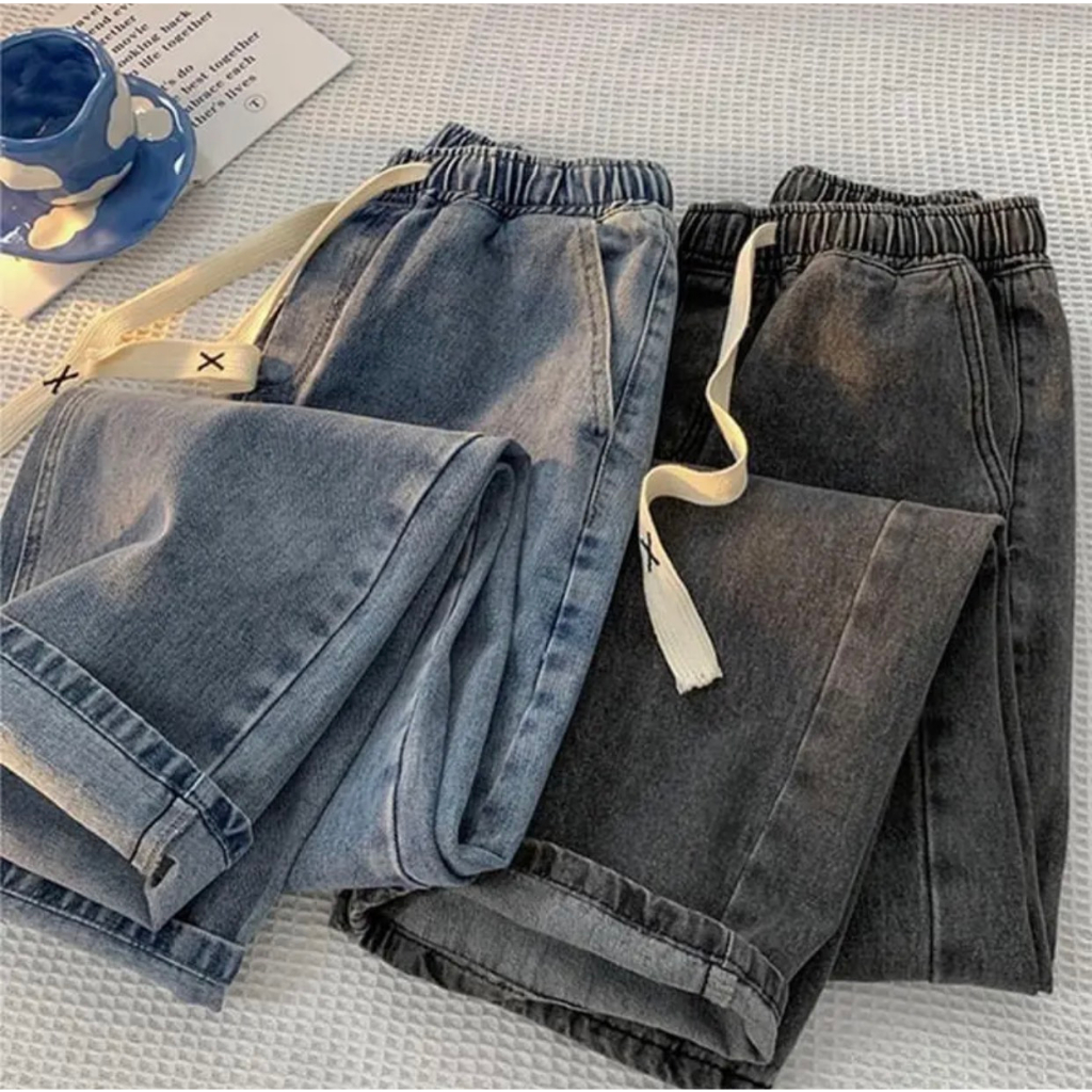 Quần jean baggy nam nữ ống xuông rộng lưng cao phong cách Ulzzang Retro [Có Bigsize]