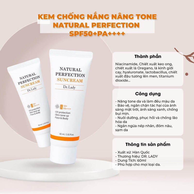 ✨Kem chống nắng sun cream Natural Perfection/ Dr Lady