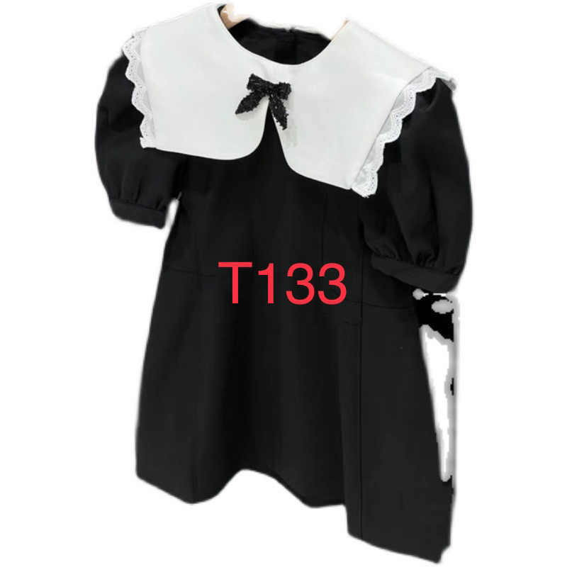 T133 Váy thiết kế nơ đen cho bé gái