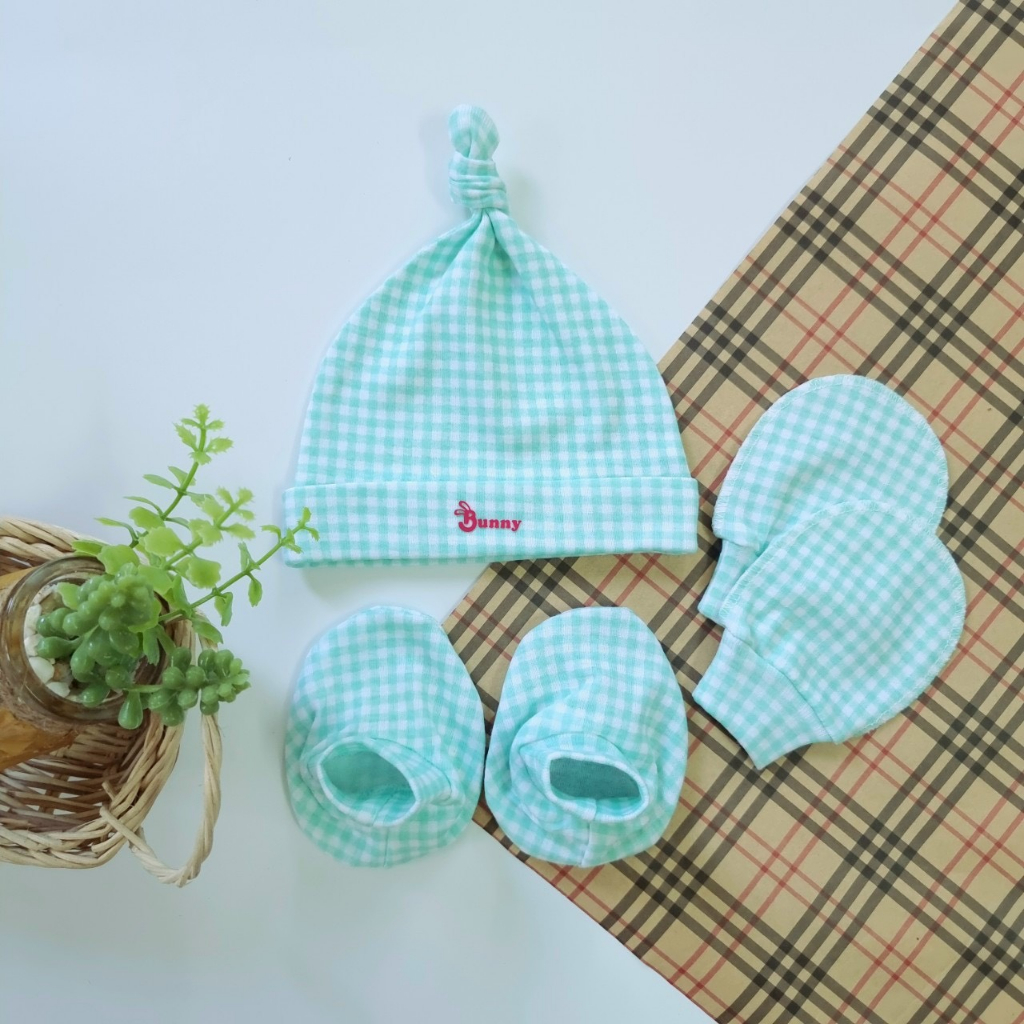 Set 3 món Nón bao tay chân Bunny cho bé sơ sinh
